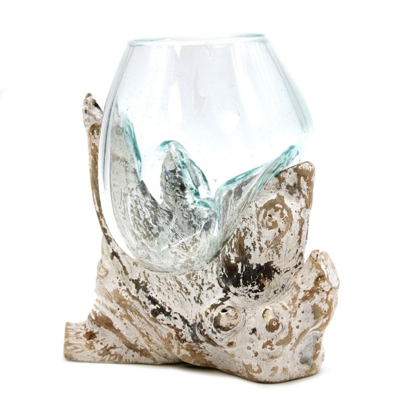 Geschmolzenes Glas auf Weiß Gewaschenem Holz - Mittlere Schale