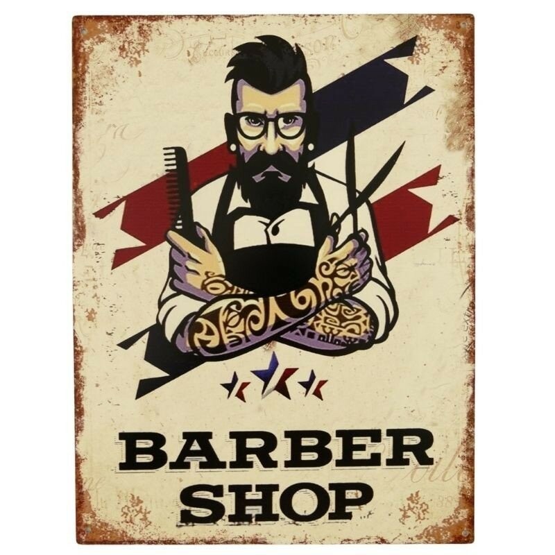 Blechschild Wandschild Barber Shop H.33x25cm