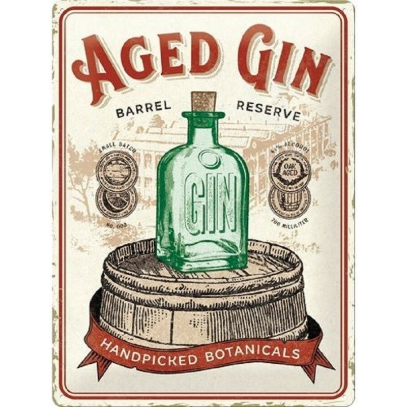 Aged Gin Barrel  Metallschild 30 x 40 cm  Special Edition