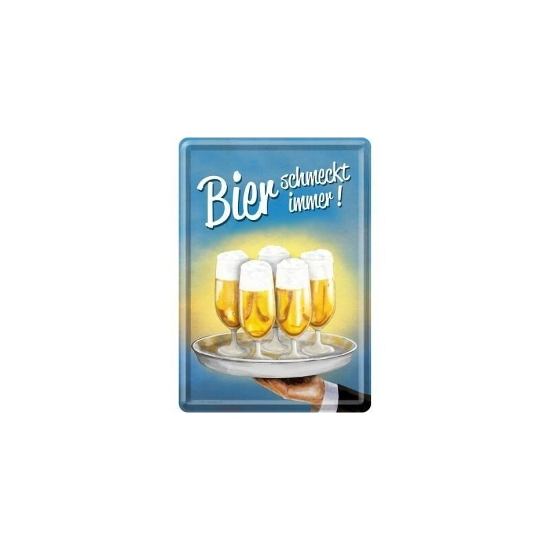 Bier schmeckt immer - Blechpostkarte
