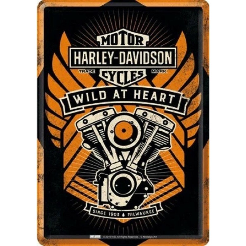 Harley Davidson Wild at Heart Metallpostkarte