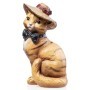 Skulptur Figur Kunststein Katze mit Hut und Fliege
