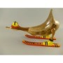 Holz-Ente auf Ski (Orange)