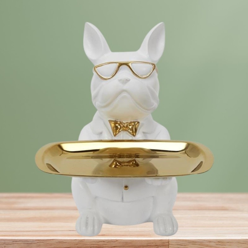 Bulldogge mit Tablett - Statue