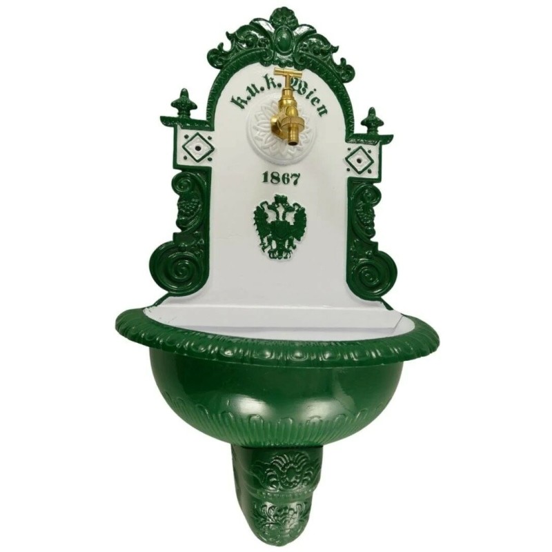 Wandbrunnen/Bassena 1867 Alu Guss grün/weiß