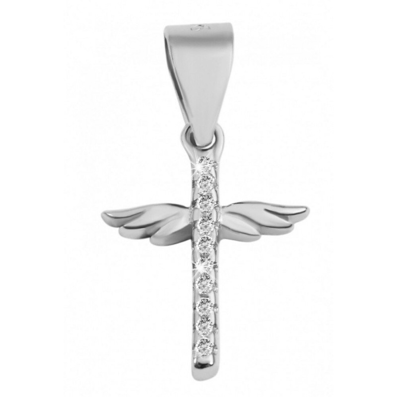 925 Silber Anhänger- Kreuz mit Flügel