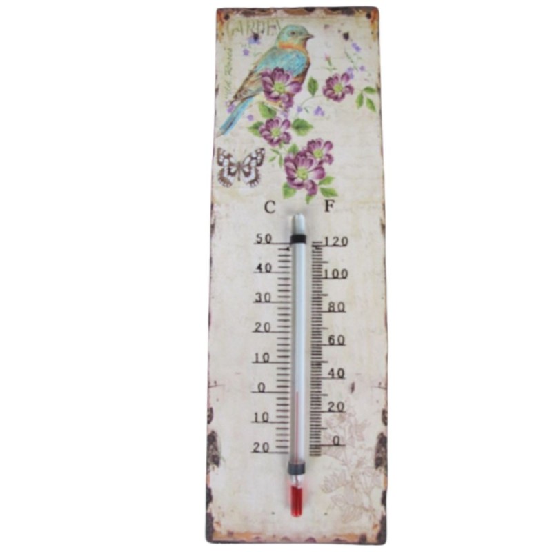 Thermometer Antik-Still Vogel Eisen H.25x8cm