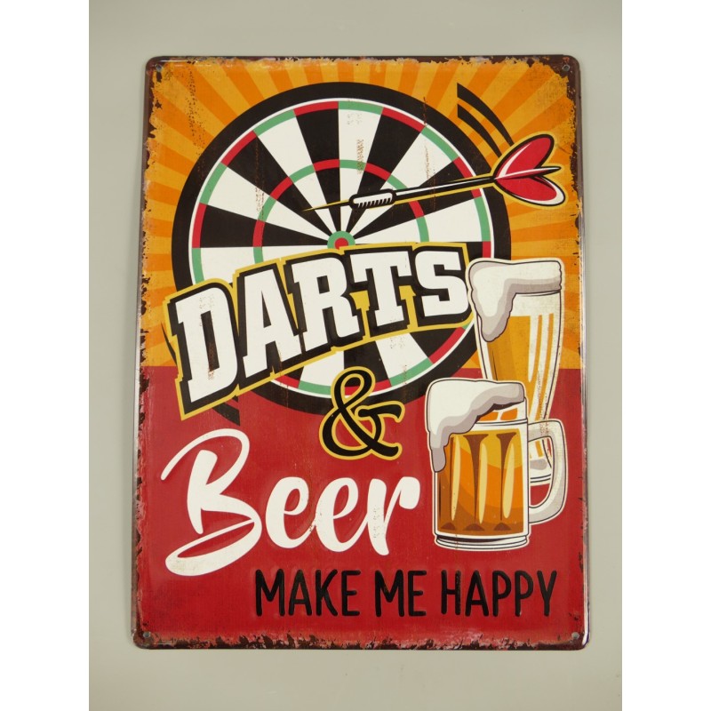 Wandschild(Gestanzt) Darts & Beer H.40x30cm