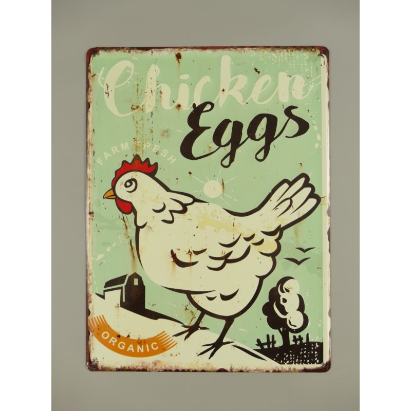Wandschild(Gestanzt) Chicken Eggs H.40x30cm