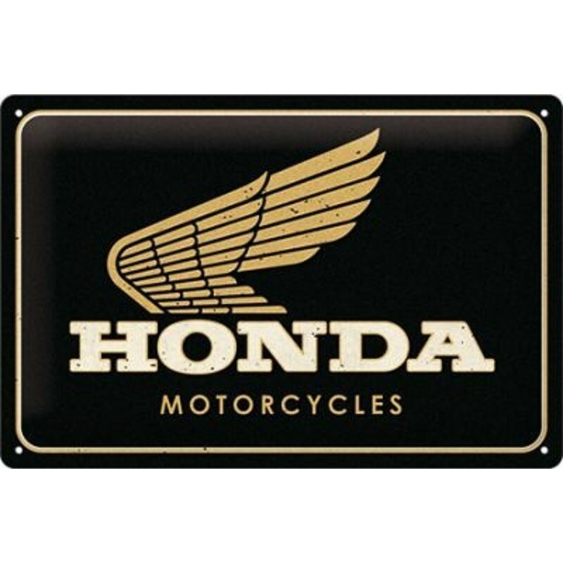 Honda Motorcycles - Logo Gold - Metallschild - 20x30cm