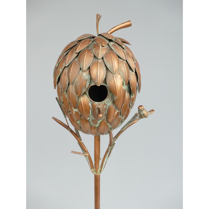 Vogelhaus Tannenzapf. Ständer Kupfer farb. H.170cm